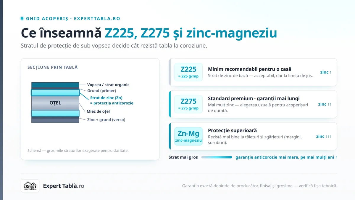 Garanția la tablă: ce înseamnă Z225, Z275 și zinc-magneziu